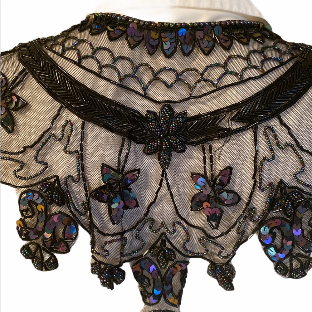 Vintage Black Victorian Mourning Style Silk Beaded - Picture 5 of 5